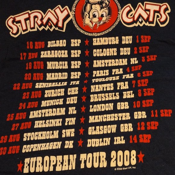 ✨ Stray Cats European Tour 2008 T-Shirt - Picture 4 of 6